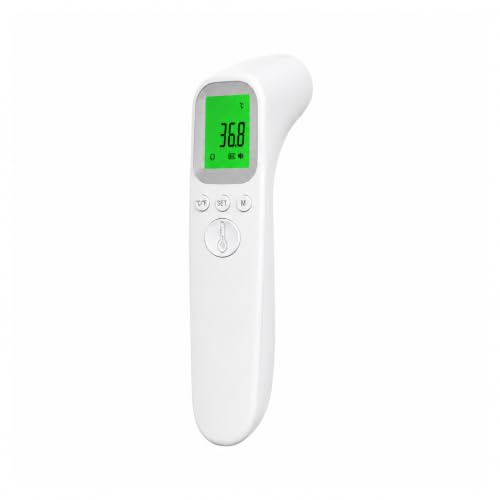 Termometro Digital Frontal Sin Contacto, Termómetro Infrarrojos con Precisión ±0,3, Medición 1s, 32 Memorias, Alerta 3 Colores para Bebé, Niños y Adultos