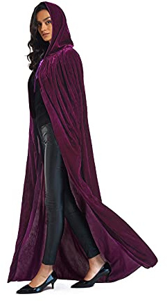 Evlatte Cape en velours pour adulte - Cape de sorcière - Costume d'Halloween pour homme et femme - 140 cm, violet, Large