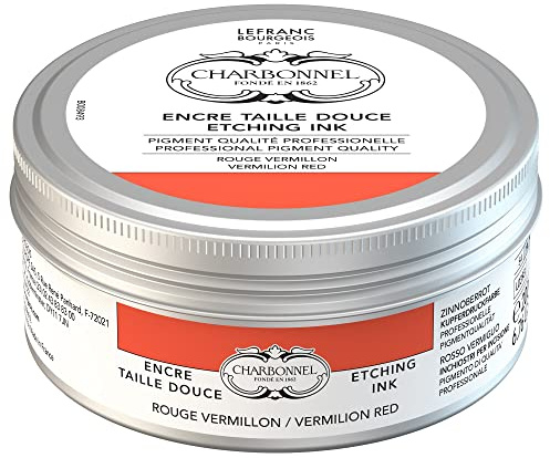 Kolnel, koppartryckfärger, högpigmenterad djuptrycksfärg, utmärkt ljusäkthet, vegan, levande färger, åldersbeständig, 200 ml kruka – tennröd