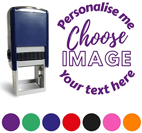 1 Personalised Customised Stamper Stamp Loyalty Packaging Impression for School Small Business Club 25MM Primary Teaching Services (Purple)