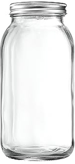 GLING [1 Count 64 oz. Wide-Mouth Glass Mason Jars with Metal Airtight Lids and Bands 2 Quart Large For Preserving, & Meal Prep