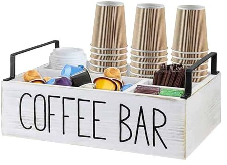 Walopola Estación de café de Escritorio - Exquisita Caja de Almacenamiento de Escritorio para Organizador de Café,Accesorios Flexibles para estación de café Blanco, Barra de café, Organizador