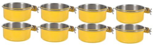 Milisten 8 Pcs Bird Feeding Tray Cup Stainless Steel Bird Water Feeder Small Bird Food Holder Parrot Feeder Bird Food Bowl Parakeet Feeder Parrot Food Dispenser Parrot Water Cage Bowl