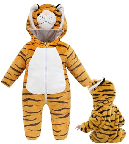 Babydräkter – varm och bekväm dräkt för alla små pojkar – halloweendräkter för bebisar, festkläder, hemmakläder, nattkläder, Tiger, 90