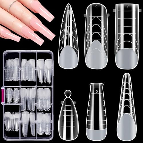 MELLIEX 144 Piezas Moldes de Uñas Kit, 6 Estilos Extensión de Poli Gel Dual Uñas Forma Gel UV Herramientas de Manicura de Extensión de Uñas Profesional