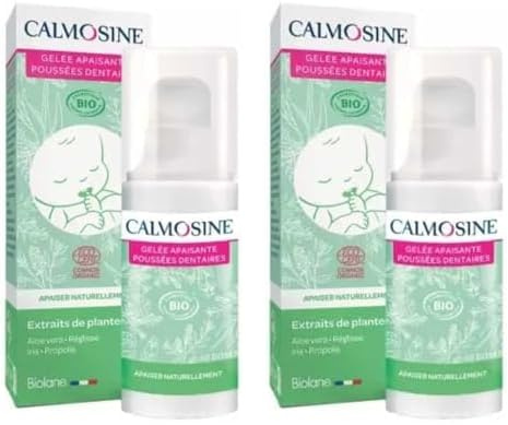 Calmosine - Gelée Apaisante Poussées dentaires - Apaise les gencives - Bébé - Aux Extraits de Plantes Bio - Flacon 15ml - Fabriqué en France (Lot de 2)