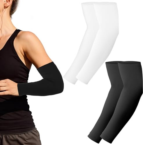 Grevosea 1 Paar Kühlung UV-Schutz Ärmlinge Damen Herren UV-Schutz Kühler Eisseide Armschoner Volleyball Kühlung UV Schutz Ärmlinge Rutschfeste Kompressions Armstulpen