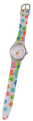 FOMIYES Kinderuhr Mit Blumenmotiv Blumenuhr Mit Silikonarmband Cartoon-Armbanduhr Für Junge Mädchen Gelber Zeigpunkt Kreatives Design Angenehm Zu Tragen