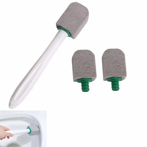 Pumice Stone Toilet Cleaning Kit with Long Handle - Effortless Hard Water Stain Remover for Toilets, Tubs & Tile - Includes 1 Handle + 3 Pumice Stones, Safe for Porcelain & Ceramic Surfaces