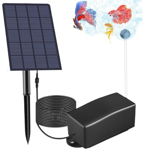 Aireador solar para estanque 6V 2W 2 piedras de burbujas de aire IP64 Bomba solar impermeable para estanque con cable de conexión de 118 pulgadas Aireador de bomba de aire para exteriores para p