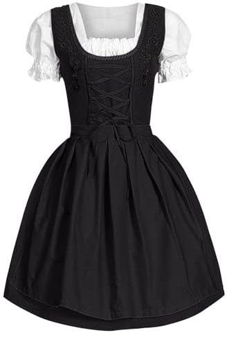 allemande grande pour femme tablier à col carré costume de fille de bière tenue traditionnelle élégante assortiment complet avec jupe volumineuse et corsage ajustable parfaite pour fête (Grey, XXL)