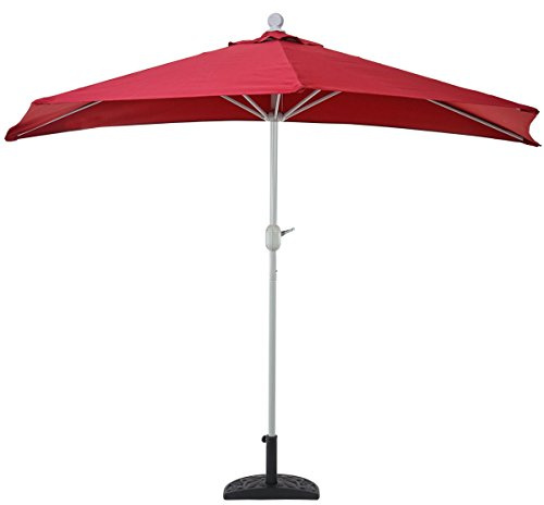 Mendler Ombrellone da parete balcone salvaspazio mezzaluna semicircolare Parla - 145x285x252cm bordeaux con base