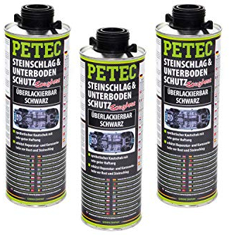 3 X PETEC 1L protezione da pietrisco e sottoscocca nero verniciabile