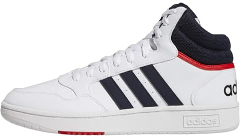 adidas Herren Hoops 3.0 Mid Lifestyle Basketball Classic Vintage Shoes Schuhe, Cloud White/Legend Ink/Vivid Red, 46 EU