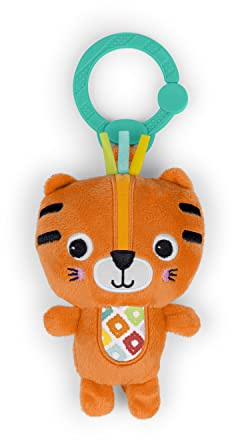 Bright Starts Jingle Joy Reach & Rattle Toy for Stroller - Tiger with Chime Sounds - Unisex, Newborn +