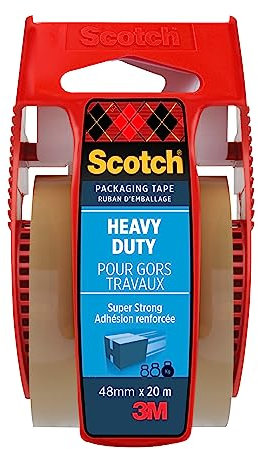 Scotch Heavy Duty Packaging Tape, Brown, 48 mm x 20.3 m, 1 Roll on Handheld Dispenser/Pack
