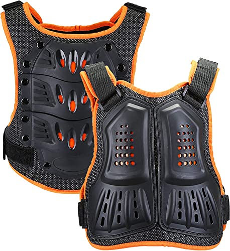 Gilet da Moto per Bambini, Protezione per Il Petto, Protezione per Il Torace, con Protezioni per la Schiena, per Pattinaggio di Motocross, Sci a rotelle, Snowboard, M