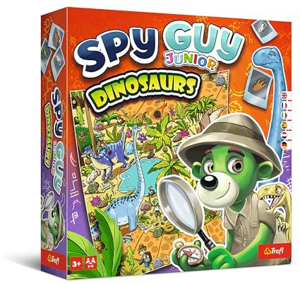 Trefl – Spy Guy Junior Dinosaurus - Jeu Coopératif d’enquête pour Les Plus Petits, Jeu de Société Familial, Découvrez Les Dinosaures, Grand Plateau de Jeu, pour Les Enfants à partir de 3 Ans