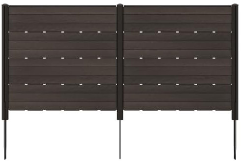 GOPLUS Clôture Privée Extérieure pour Climatiseur avec 5 Piquets de Sol, 2 Panneaux de Clôture pour Poubelles et Équipement de Piscine, pour Arrière-cour, Jardin, 120 X 115 CM (Brun)