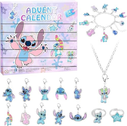 Cadeau Noel, Calendrier de l'Avent 2024, 24 Bracelet Calendrier Noël DIY Bracelet Kit, Surprises Calendrier de Noël Bracelet Collier Fabrication Bijoux Fille Ado Cadeaux de Noël (Rose Métal)