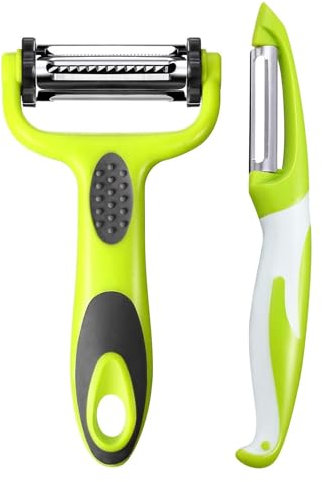 KOOSREEL 3 en 1 Econome a Julienne, Éplucheur à Fruits et Légumes, Eplucheur Légumes avec Poignée Antidérapante est Idéal pour Peler les Pommes de Terre, les Carottes et Divers Fruits et Légumes