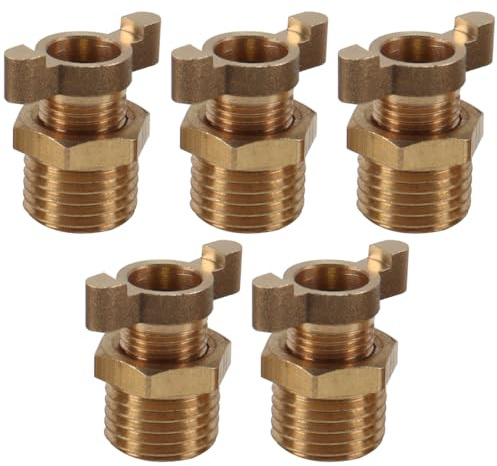 Enwye Lot de 5 Bouchons de vidange de compresseur d'air en cuivre, 1/4 Pouce, poignée à Disque en cuivre pour Le Drainage de l'eau par Le Bas