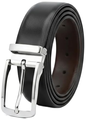 GLOVE STORY Ceinture Homme Réversible en Cuir de Vachette Marron/Noir | Boucle Métal Élégante Style Habillé | Cadeau Accessoire Mode Haut de Gamme pour Jean, Costume ou Pantalon