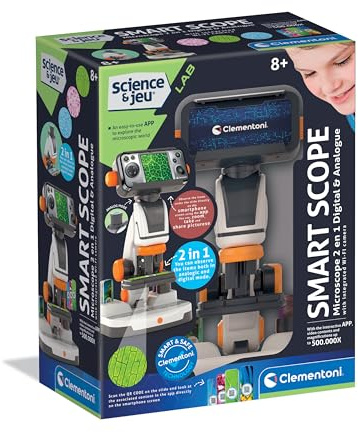 CLEMENTONI - Microscope Digital Wi-FI Enfant 8 Ans - Microscope Connecté avec Caméra et Écran - Initiation Ludique à la Science - Idéal pour Curieux, Collégiens et Mini Chercheurs