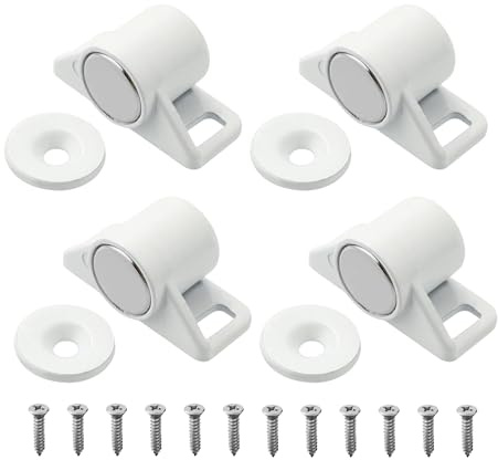 Mooche 4Pcs Magnetic Door Catch, White Magnetic Catches, Cupboard Door Magnets Heavy Duty Magnetic Cabinet Closures for Wardrobe, Cabinet, Drawer, Kitchen Furniture, Louver, Closet