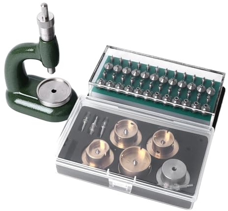 Maskin för ädelstensinfattning av ur, verktygssats för klockreparation med 4 nålsäten, 4 nålhuvuden, pressbackstängare i aluminiumlegering med 48 stansar, för reparation och infattning