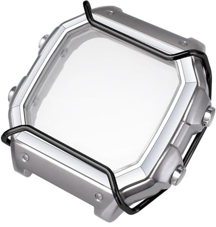 Kolexchi Stainless Steel Watch Case & Bumper Compatible with Casio AE-1200 AE-1300, Metal Bezel with Shock Absorber Bar for Men, Mod Kit for AE1200WHD AE-1200WH AE-1300WH (Silver case + Black Bumper)