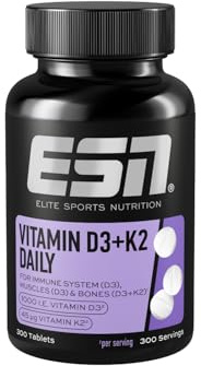ESN Vitamin D3 + K2 Daily, 300 Tabletten, für Immunsystem und Knochen, made in Germany
