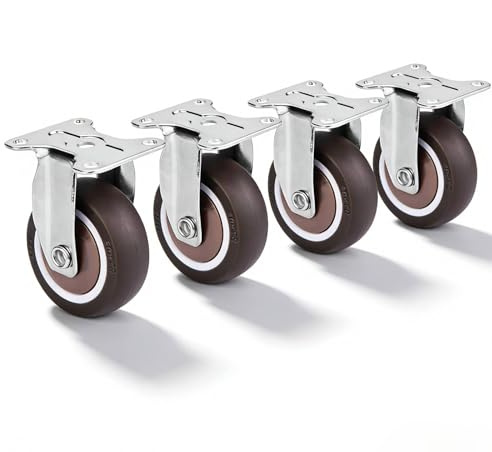 Telituny Ruedas para Muebles Pesados 50 mm, Juego de 4 Ruedas Giratorias Silenciosas, Ruedas Mini De Goma, Ruedas de Transporte para Cargas Pesadas, para Mesas, Armarios, Muebles, Bancos de Trabajo