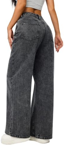 OYICAI Womens Wide Leg Baggy Jeans Loose Fit Denim Pants Hip Hop Streetwear