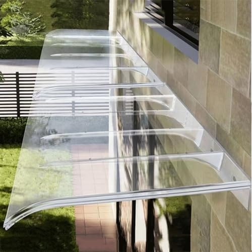 Genomskinlig dörrbaldakin – väderbeständigt entréskydd för hem, uteplats och terrass – brusreducerande polykarbonatskydd mot regn och sol (50 x 90 cm)