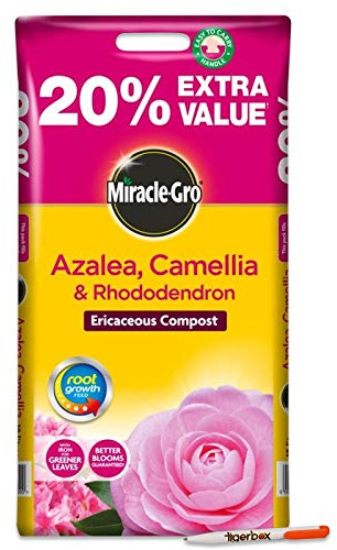 Tigerbox Miracle-Gro Azalea, Camelia y Rododendro Ericáceo - Paquete de 10 litros