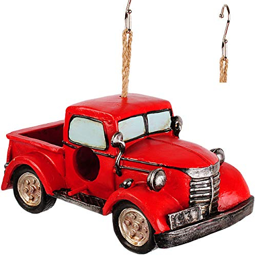 alles-meine.de GmbH Vogelhaus/Dekofigur - Auto/Oldtimer - Retro - rot - 26 cm - aus Kunstharz/Polyresin - Nistkasten Vogelhäuschen Vogelnistkasten - für Garten & Balkon - b..