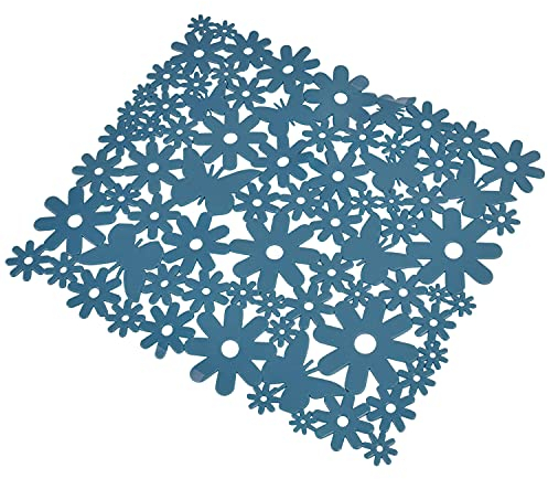 MACOSA UMEN168B Spülbecken-Einlage Petrol Blumen Kunststoff Spülbecken Matte Spülmatte rutschfest Spültischeinlage Spülbeckenschutz Schutzmatte Küche