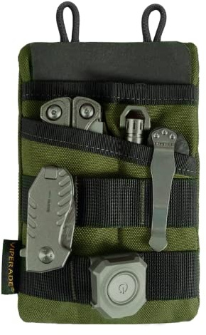 VIPERADE VE3 Tool Pouch Pocket Organizer, Nylon Tool Belt Loop Pouch with 4 Pockets Tool Storage EDC Pouch for Flashlight/Pocket Knife, Tactical Pen, Notebook (OD Green)