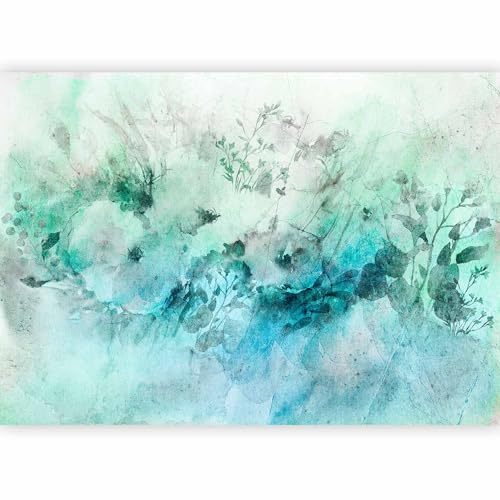 murando - Papier peint panoramique artistique 300x210 cm - Revêtement mural décoration chambre salon - Design moderne - Gris turquoise - Aquarelles été fleurs prairie plantes nature f-C-0476-a-a
