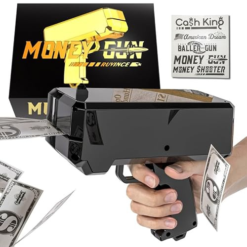 RUVINCE Money Gun Shooter Money Gun for Movies That Look Real, Prop Gun Make it Rain, Handheld Cash Gun for Game Movies Party