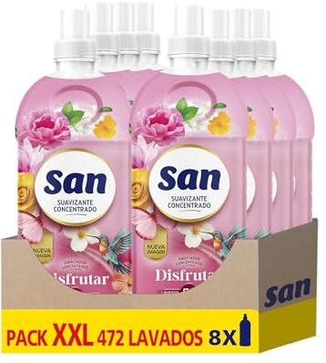 SAN Esencia DISFRUTAR | Suavizante Ropa Lavadora Líquido Concentrado | Pack de 8 x 59 Lavados = 472 Dosis