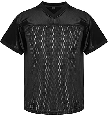 MESOSPERO Youth Football Jersey American Football Jersey Sports T-Shirt Blank Kids Football Practice Jersey(Large,Black)