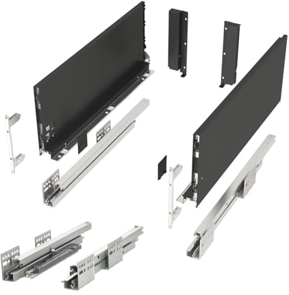 SOTECH Schubladensystem JUNKER SLIM mit Push to Open (anthrazit, Höhe 167 mm, Tiefe 350 mm, bis 35 Kg belastbar) Schubkasten mit 13 mm schlanken Schubladenzargen