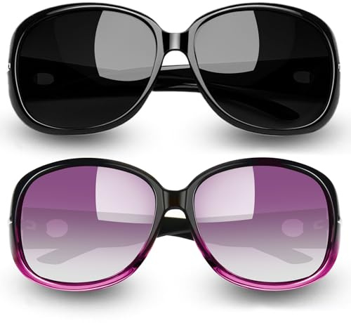 Joopin Grandes Gafas de Sol Mujer Moradas Degradadas y Negras Oscuras 2 Pack Gafas Polarizadas Protección UV400 Oversized Sunglasses Women Oculos de Sol Mulher