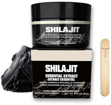 Shilajit Puro - Ashwagandha ksm-66, Ricco di Acido Fulvico, Erbe Ayurvediche, Salute e Rinforzo Immunitario - Vasetto Nero UV block - 50g (1 pezzo)