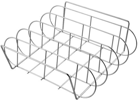 Grille pour côtelettes en acier inoxydable, grille pour côtelettes en acier inoxydable, grande grille | Casserole pratique pour griller et fumer, contient 4 côtelettes, 100 % adaptée aux