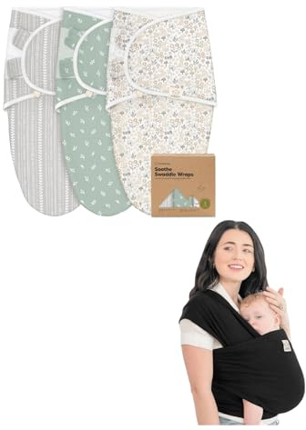 KeaBabies 3-Pack Baby Swaddle Sleep Sacks and Baby Wrap Carriers - Newborn Swaddle Sack - All in 1 Original Breathable Baby Sling, Hands Free Baby Carrier Sling