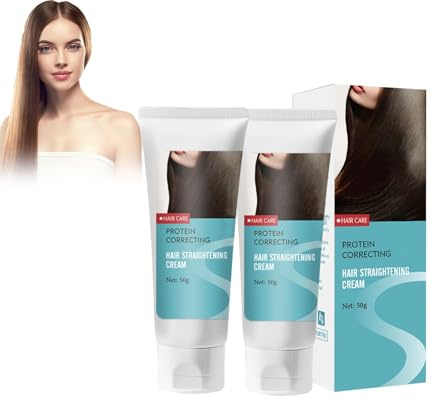 Hppsctink 2pcs Crema Alisadora De Proteinas, Crema alisadora del Cabello, Alisa las Puntas Abiertas Encrespadas, Crema de Tratamiento Alisante, 2pcs*50g, shampoos