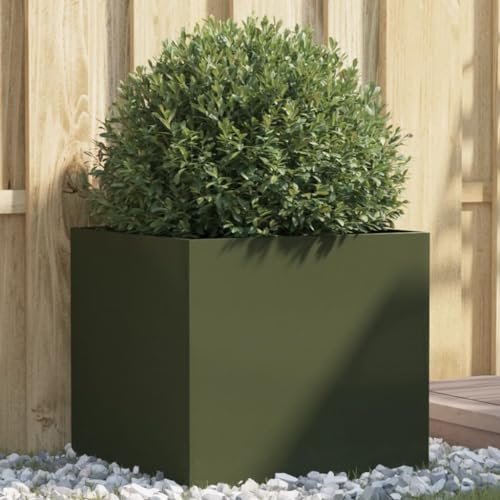 Somanki Jardinera de Acero Laminado en frío Verde Oliva 49x47x46 cm, Huerto Urbano Terraza, Jardineras Exterior, Jardineria Maceteros, Mesa De Cultivo, Huerto En Casa - 841565